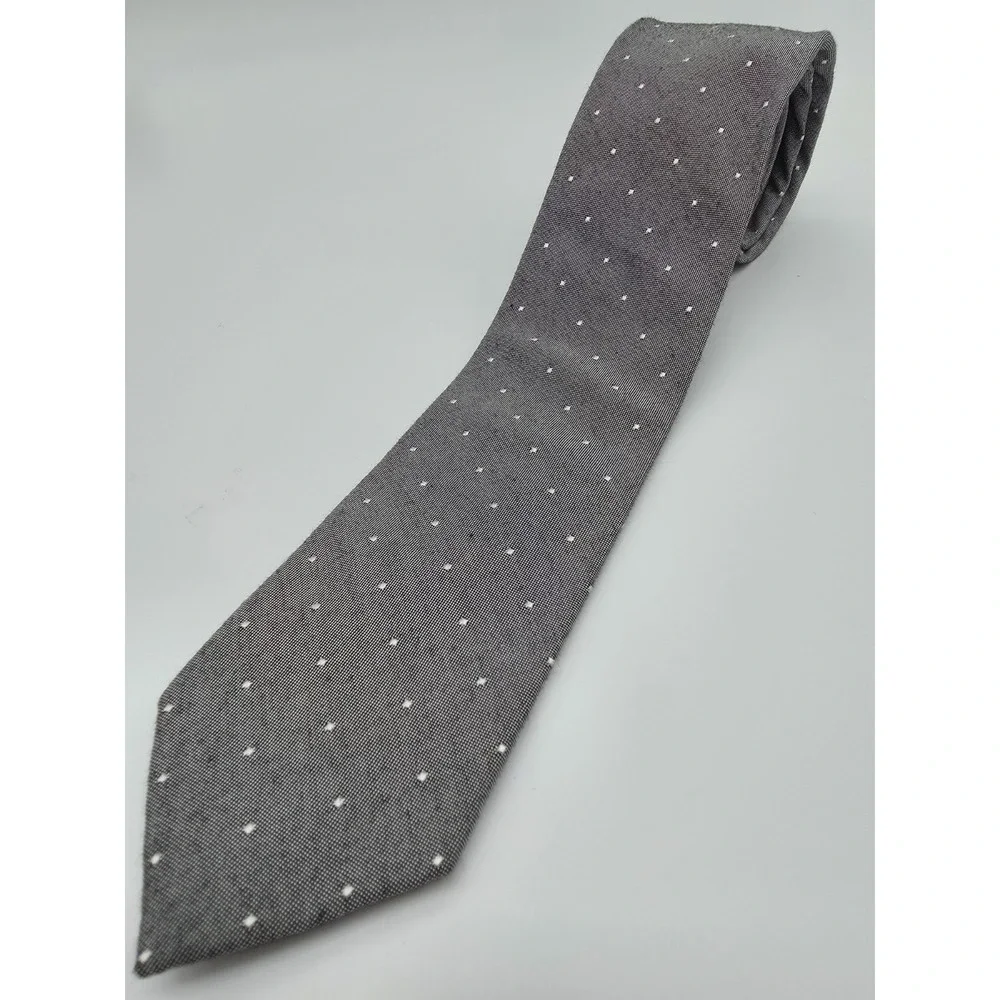 Calvin Klein Gray White Slim Tie Classic Polka Dot Necktie 58